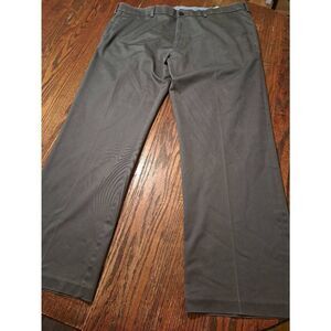 40x30 Haggar Grey Straight Fit Premium No Iron Khaki Pants Flat Front Pleat Leg